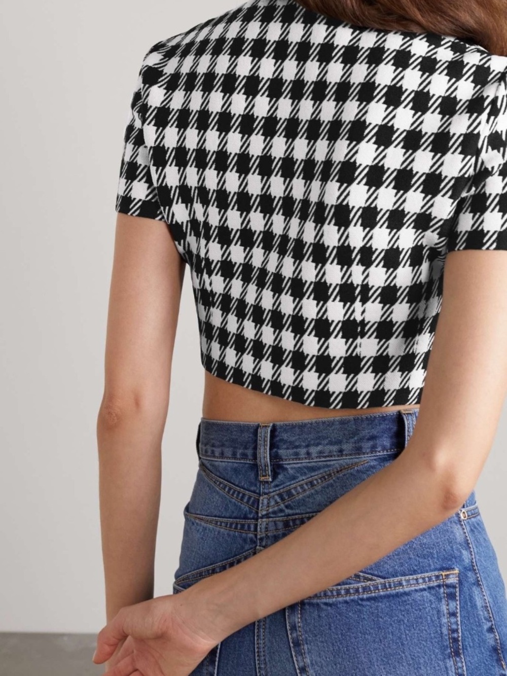 Alaia Check Cropped Top in Noir Blanc Size 44 Made in Italy - Picture 3 of 10